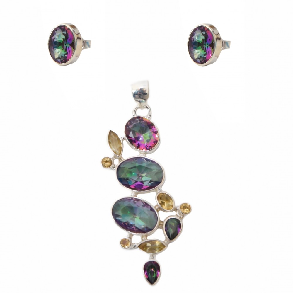 Set Argint Topaz Mistic și Citrin Sicilia