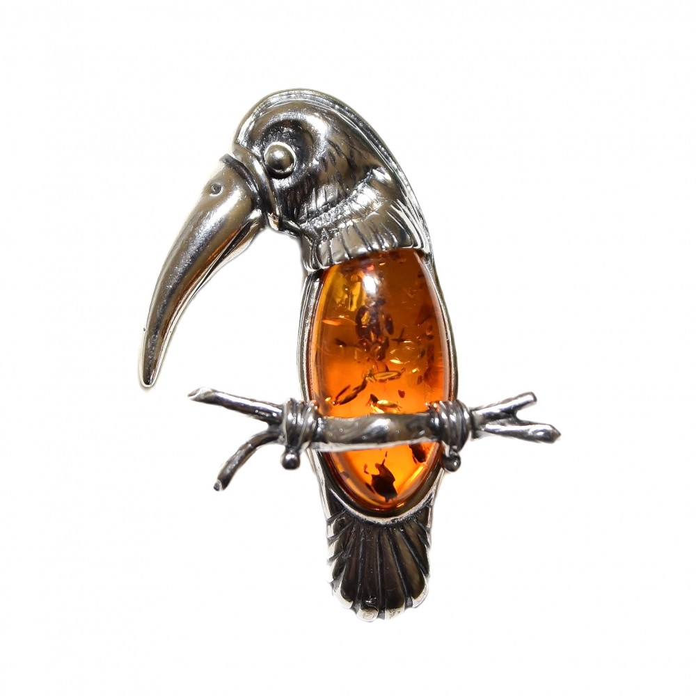 Brosa Argint Chihlimbar Bird