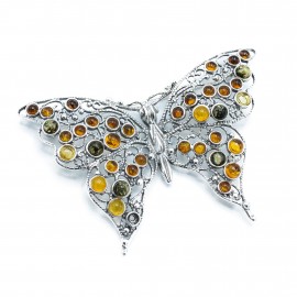 Brosa Argint Chihlimbar Abas Butterfly