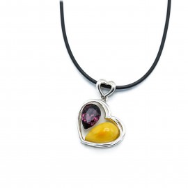 Pandantiv Argint Chihlimbar și Cristal Swarovski Golden Heart