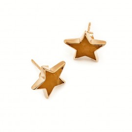 Cercei Argint Placați cu Aur și Chihlimbar Golden Stars