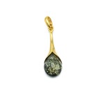 Pandantiv Argint Placat cu Aur Chihlimbar Green Drop