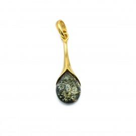 Pandantiv Argint Placat cu Aur Chihlimbar Green Drop