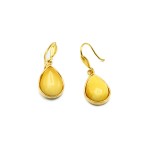 Cercei Argint Placați cu Aur și Chihlimbar Golden Drops
