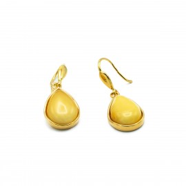 Cercei Argint Placați cu Aur și Chihlimbar Golden Drops