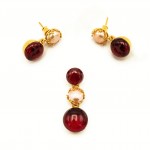 Set Argint Placat cu Aur 14K Chihlimbar și Perlă Naturală Diva