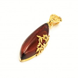 Pandantiv Argint Placat cu Aur Chihlimbar Swarovski Keya