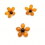 Set Argint Placat cu Aur 14K Chihlimbar Sun Flowers