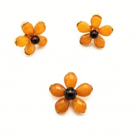 Set Argint Placat cu Aur 14K Chihlimbar Sun Flowers