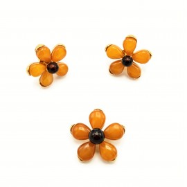 Set Argint Placat cu Aur 14K Chihlimbar Sun Flowers