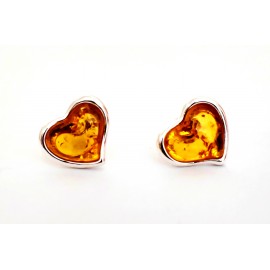 Cercei Argint Chihlimbar Amber Hearts