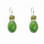 Cercei Argint Turcoaz Verde si Peridot Nubia