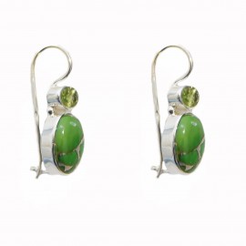 Cercei Argint Turcoaz Verde si Peridot Nubia