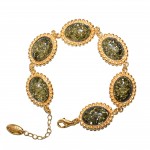 Brățară Argint Placat cu Aur 14K și chihlimbar verde Dahlia