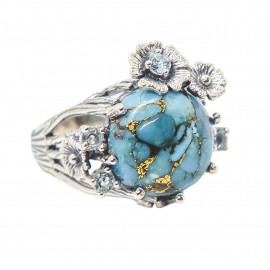 Inel Argint Turcoaz și Blue Topaz Eos