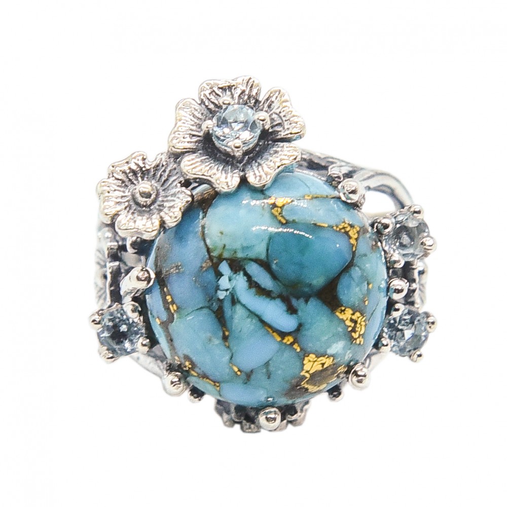 Inel Argint Turcoaz și Blue Topaz Eos