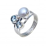 Inel Argint Perle și Blue Topaz Kiri