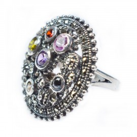 Inel Argint Marcasite Citrin Ametist Granat Riviera