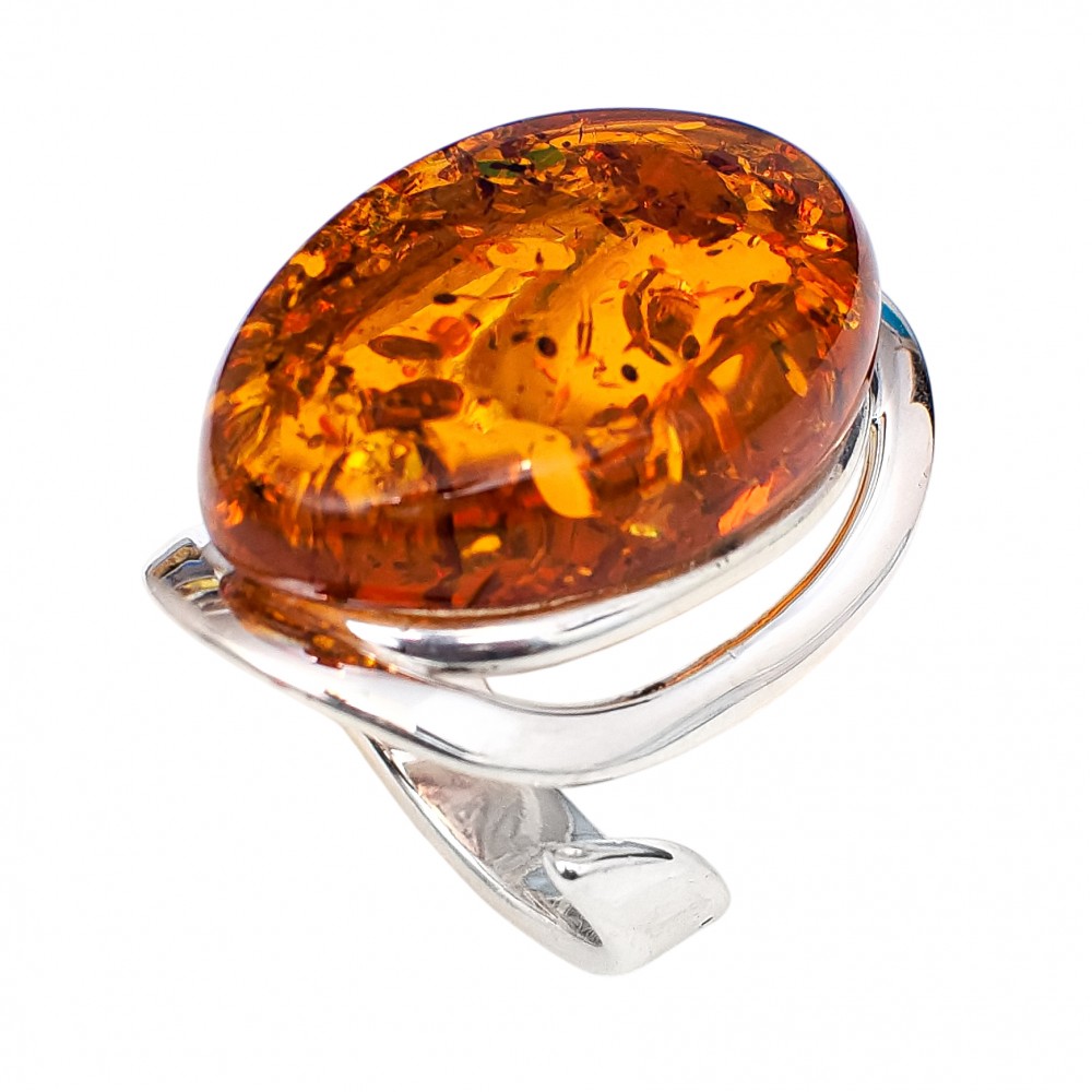Inel Argint Chihlimbar Cognac Romulus