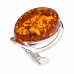 Inel Argint Chihlimbar Cognac Romulus