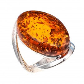 Inel Argint Chihlimbar Cognac Romulus