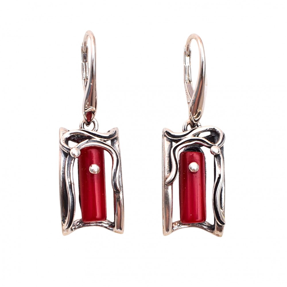 Cercei Argint Coral Natural Rene