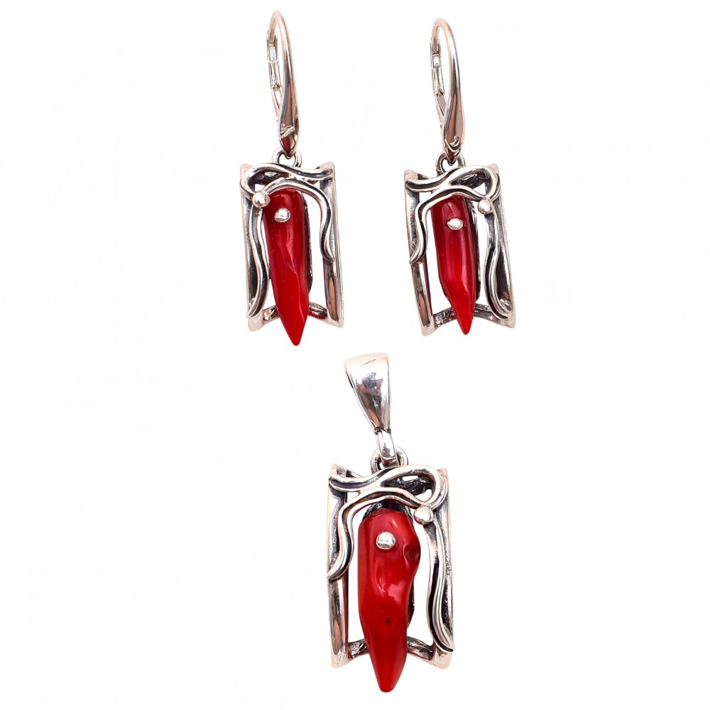 Set Bijuterii Argint Coral Robertina