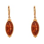Cercei Argint Placat cu Aur cu Chihlimbar Cognac Raymond