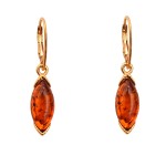 Cercei Argint Placat cu Aur cu Chihlimbar Cognac Rohan