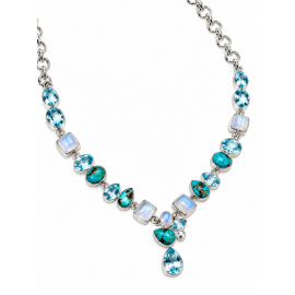 Colier Argint cu Piatra Lunii, Blue Topaz și Turcoaz Salome