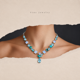 Colier Argint cu Piatra Lunii, Blue Topaz și Turcoaz Salome