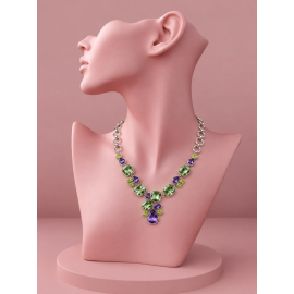 Colier Argint cu Ametist Verde și Violet Surya