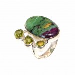 Inel Argint Rubin Zoisit si Peridot Emra