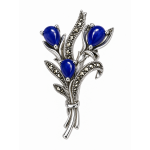 Broșă-Pandantiv din Argint cu Marcasite și Lapis Lazuli Stef