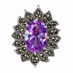 Broșă-Pandantiv din Argint cu Marcasite și Zirconiu Lavandă Radha