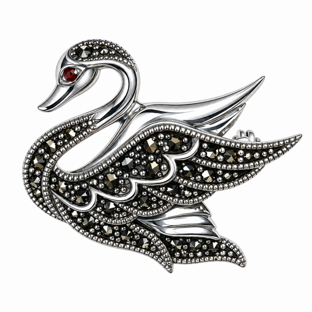 Broșă-Pandantiv din Argint cu Marcasite Renee